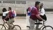 La particular imagen ha tocado el corazón de miles de usuarios en las redes sociales. Facebook, foto viral, abuelito lleva a su nieta al colegio en bicicleta, redes sociales