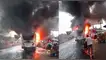 Bus se incendia cerca de estación Caquetá y genera caos vehicular en plena hora punta en SMP