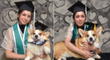 Joven posa con su perrito en su foto de graduación porque le ayudó en sus practicas de enfermería [FOTOS]