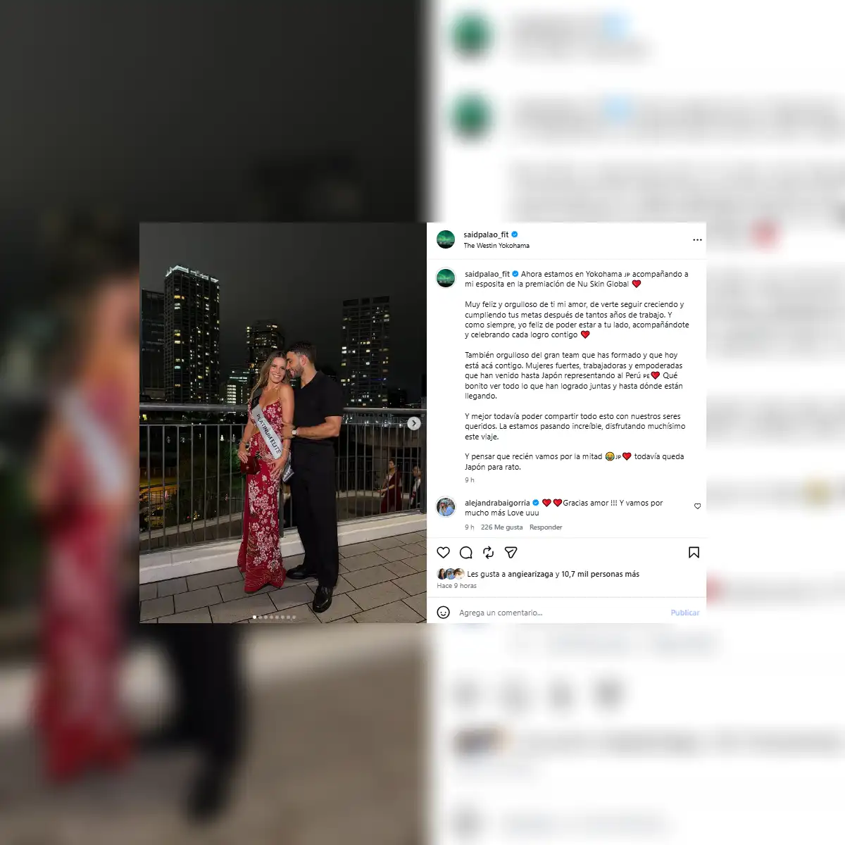 Said Palao realiza emotiva publicación para Alejandra Baigorria.