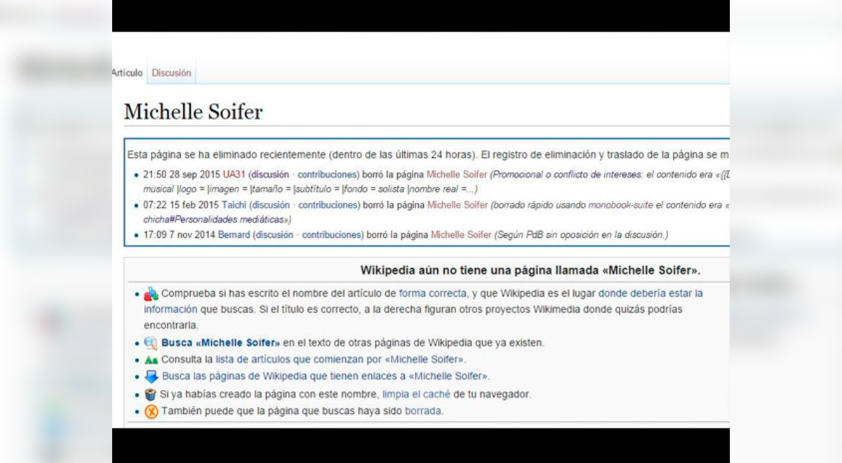 Michelle Soifer Ya No Es Estrella Mundial Wikipedia La Elimino El Popular