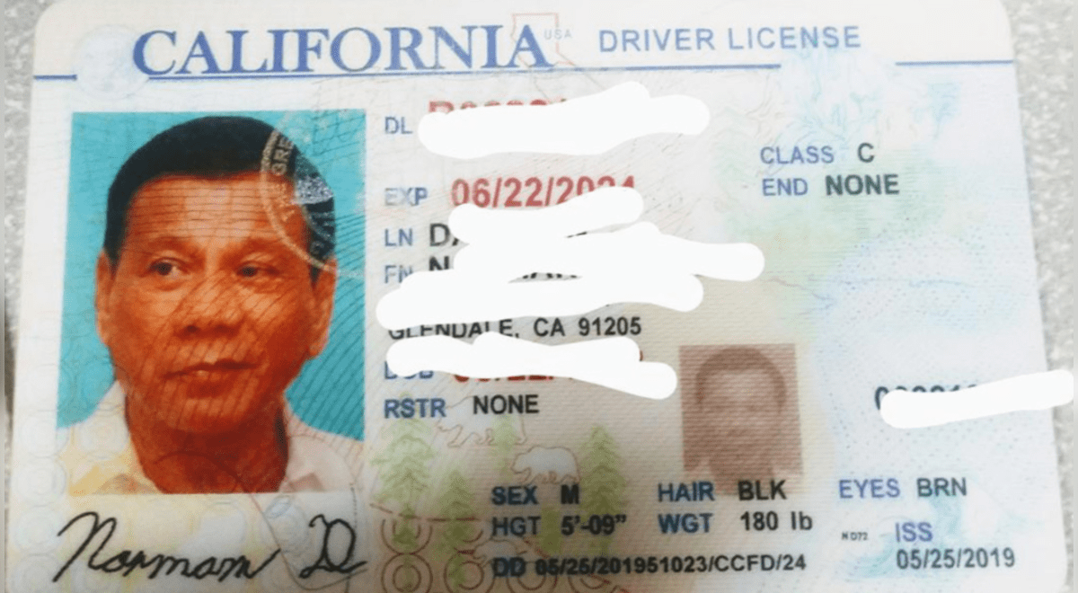 EE.UU: Policías detectan una licencia de conducir falsa con la foto del presidente filipino EE.UU: Policías detectan una licencia de conducir falsa con la foto del presidente filipino
