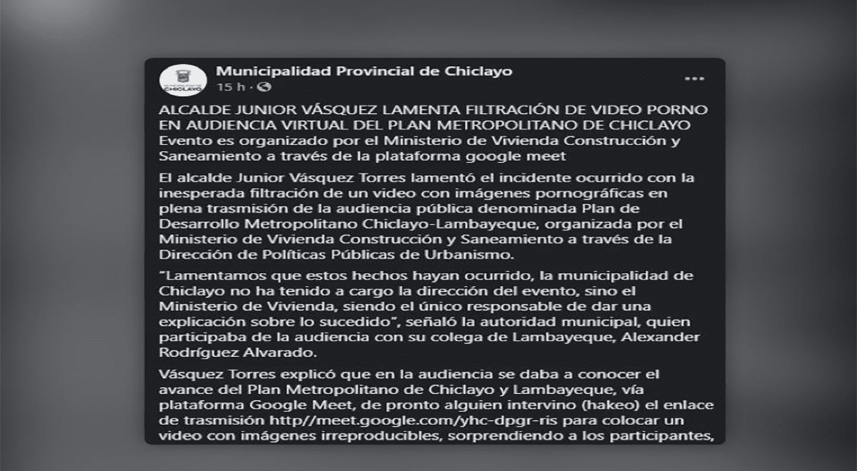 Lambayeque: video pornográfico es filtrado durante audiencia pública Lambayeque: video pornográfico es filtrado durante audiencia pública