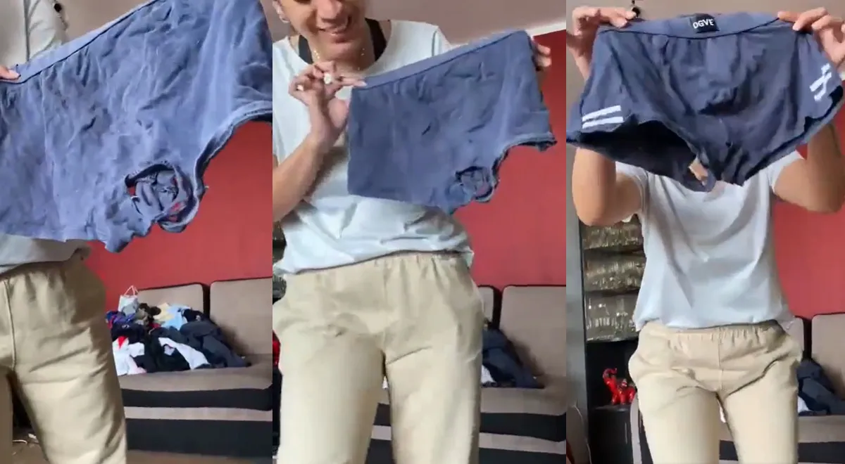 Facebook viral: mujer muestra el calzoncillo roto novio pese a tener 'ropa marca' y escena desata risas en redes video | El Popular