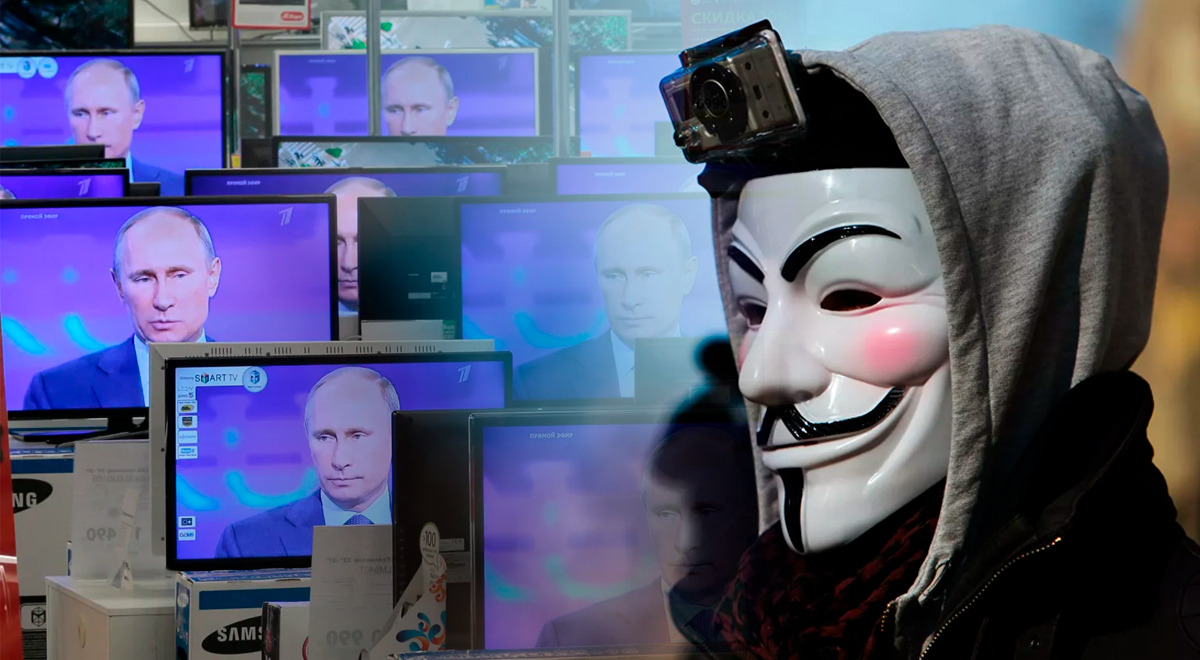 Anonymous hackea los canales de televisión estatales rusos y transmite el  himno de Ucrania, video | El Popular