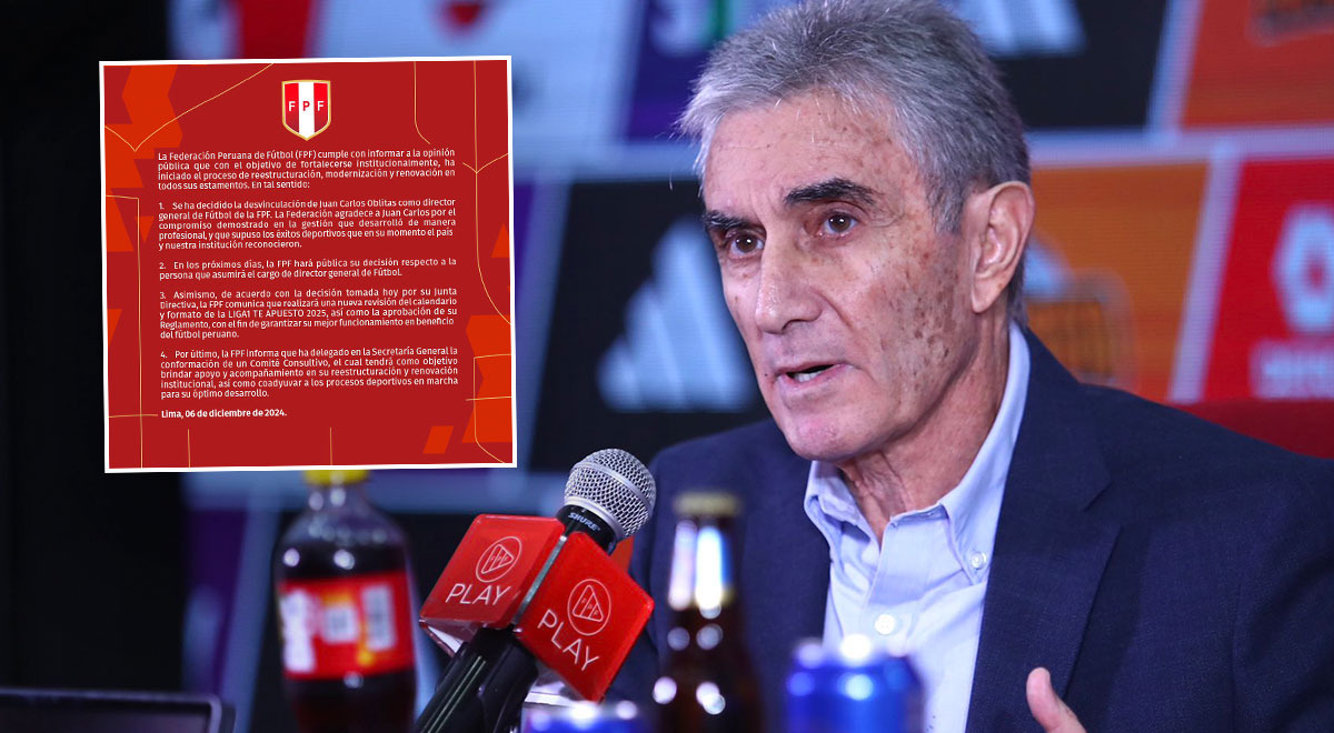 FPF despide a Juan Carlos Oblitas de su cargo de director general de fútbol: AQUÍ las razones