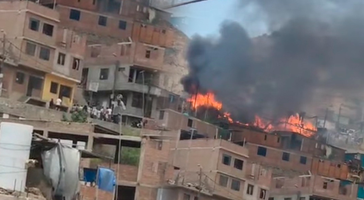 Gigantesco incendio consume una vivienda en la zona de Bayóvar de SJL: llamas parecen incontrolables