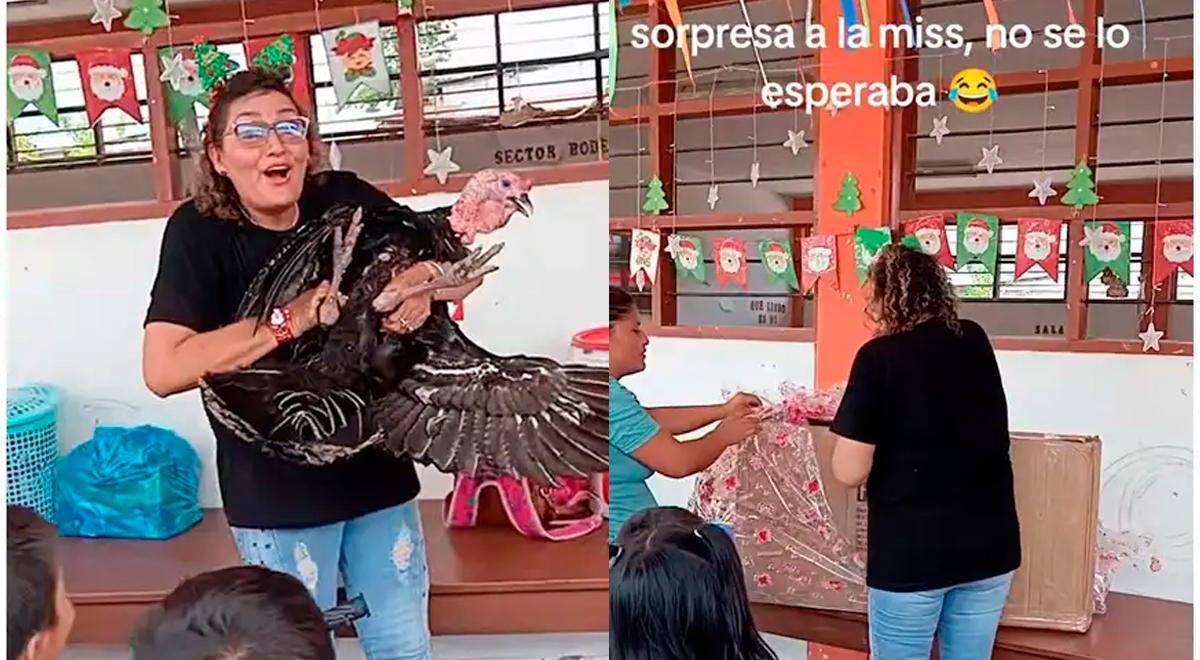 Pais peruanos surpreendem professora do ensino fundamental com presente inesperado: “Ela achou que era uma TV”