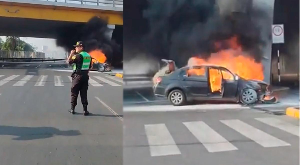 Carro pegou fogo no meio da Avenida Universitária: Motorista teria abastecido GLP em vez de GNV por falta