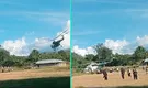 Pudo ser tragedia: Helicóptero de la PNP aterriza de emergencia sobre pobladores y estos corren para salvarse