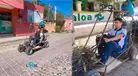 Construyó su propio auto usando material reciclado con ayuda de su padre y tiene 16 años