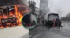 SMP: bus se incendia frente a estación UNI de Metropolitano y moviliza a varias unidades de bomberos