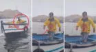 ¡Peruano aguerrido! Heladero recorre el mar para vender sus productos a pescadores y salir adelante [VIDEO]
