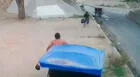 Piura: Hombre ataca con machete a ladrones, uno se lanza a la pista y casi es atropellado