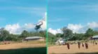 Pudo ser tragedia: Helicóptero de la PNP aterriza de emergencia sobre pobladores y estos corren para salvarse