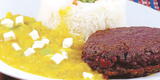 Locro con hamburguesa