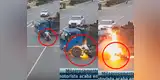 YouTube: motociclista chocó contra camión y termina envuelto en llamas en China [VIDEO]