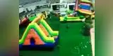 Youtube: fuertes vientos se llevaron juegos inflables con niños dentro [VIDEO]