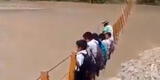 Piura: Escolares arriesgan su vida al cruzar río por una soga [VIDEO]