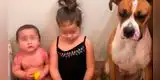 Dos niños y un perro fueron sorprendidos con el labial de mamá [VIDEO]
