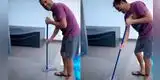 Leao Butrón: Esposa lo graba trapeando su casa en divertido video de Tik Tok
