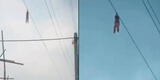 Niña queda colgada de un cable eléctrico de más de 15 metros de altura [VIDEO]