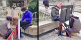 Cajamarca: Lustrabotas sorprenden con inusual método para trabajar y evitar contagiarse el COVID-19 [FOTOS]