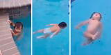 Bebé demuestra sus dotes de nadador y lo apodan como el hijo de "Aquaman” [VIDEO]