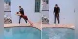 Quisieron probar su resistencia al borde de una piscina y ahora son la burla en TikTok [VIDEO]