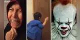 Niño corre asustado por broma de su mamá y abuelita con el sonido de la película IT [VIDEO]