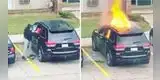 Mujer prendió fuego en el carro de su ex y le explotó en la cara [VIDEO]