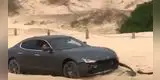 Intentan liberar a un lujoso auto deportivo atascado en la arena, pero todo sale muy mal [VIDEO]