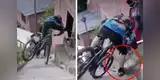 Joven pierde el equilibrio al descender por la escalera de un cerro, pero rápida reacción lo salva [VIDEO]