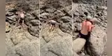 ¡Se salvó de morir! Hombre cayó de lo alto cuando intentaba trepar un peñasco en la playa [VIDEO]