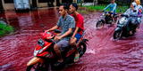 India: calles quedan cubiertas de 'rojo sangre' tras inundación en fábrica de teñidos [VIDEO]