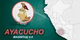 Sismo de magnitud 4.0 remeció la región Ayacucho la tarde de este lunes, según IGP