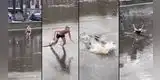 Quiso demostrar que es un gran patinador sobre hielo, pero terminó cayendo de cara [VIDEO]