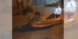 Iquitos: Captan a ciudadanos desplazándose en botes inflables tras lluvia torrencial [VIDEO]