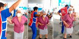 Adulta mayor festeja con peculiar baile por recibir vacuna contra la COVID-19 [VIDEO]