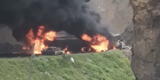Seis camiones con combustible se incendian en plena Carretera Central y bloquean el tránsito [VIDEO]