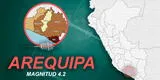 Temblor de magnitud 4.2 remeció la región Arequipa la tarde de este lunes, según IGP