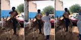 TikTok: Adulto mayor acudió a su centro de vacunación a bordo de un burro [VIDEO]