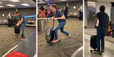TikTok: hombre recoge su maleta en el aeropuerto y sorprende a todos al convertirlo en un patín [VIDEO]