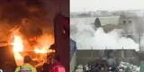 Comas: Tres unidades de bomberos controlaron incendio en depósito de plástico [VIDEO]