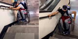 Hombre en silla de ruedas sorprende al bajar las escaleras del Metro, tras no encontrar ascensor [VIDEO]