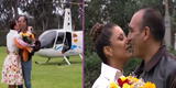 Karla Tarazona es sorprendida por su esposo con mensaje en helicóptero en EBT [VIDEO]