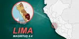 IGP: Sismo de 4.4 grados sacudió Lima la noche de este domingo