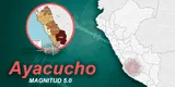 IGP: Temblor de magnitud 5.0 remeció Ayacucho la mañana de este viernes