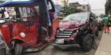 SJL: Policía choca su auto contra mototaxi y deja heridos de gravedad [VIDEO]