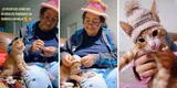 Abuelita teje un lindo sombrero a su gatito para que no pase frío y se vuelve viral [VIDEO]